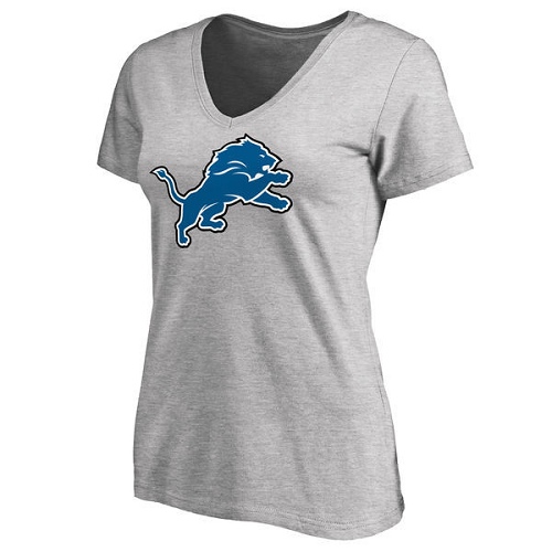 NFL Women's Detroit Lions Ash Primary Team Logo Slim Fit T-Shirt